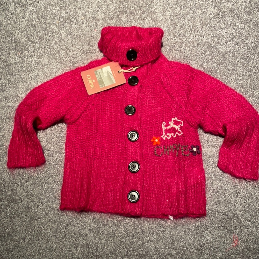 New Chipie Fuchsia Knit Button Sweater